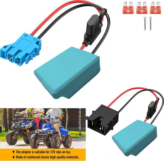 XMSJ Power Wheel Adapter für Makita 18V Akku mit 12AWG Kabel und 40A Sicherung in Blau, kompatibel mit Peg-Perego Ride-On Autos - Bild 1