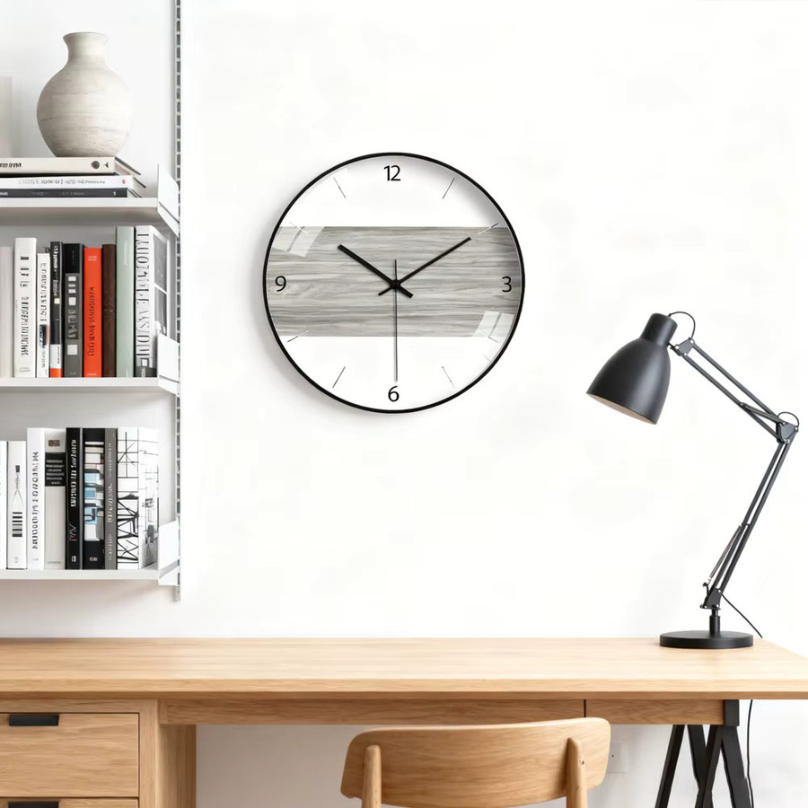 Vintage Wanduhr im Bauernhaus-Stil mit Holzoptik, rund, lautlos, Farbe: Braun/Schwarz, Durchmesser: 20,3 cm - Bild 2