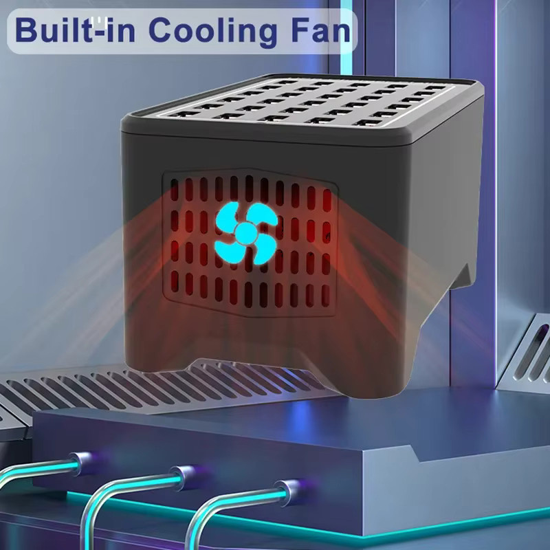 ILEPO USB-Schnellladestation mit 150 W und USB-A Ports in Schwarz als Universal Wand- und Desktop-Ladestation für dein Handy - Bild 4