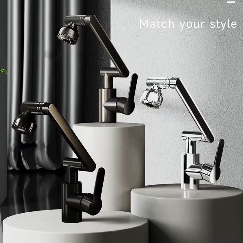 Multifunktionaler Dual-Modus-Wasserhahn mit drehbarem Roboterarm für Küche und Badezimmer von ctzszzmm in Schwarz und Brushed Nickel - Bild 6
