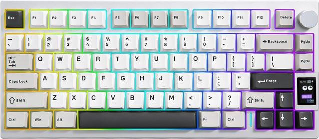 YUNZII AL80 Mechanische Gaming-Tastatur in Silber, kabellos mit Bluetooth, CNC-Aluminium-Gehäuse, LCD-Display und Hot-Swap-Funktion, QMK/VIA-kompatibel - Bild 1