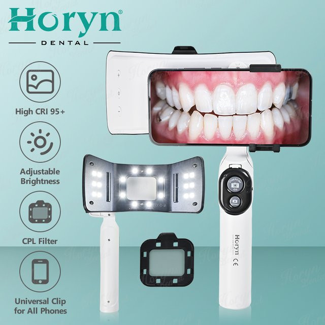 Horyn Dental-Fotografie-Fülllampe mit Dual-LED-Flash und Bluetooth, Weiß - Bild 1