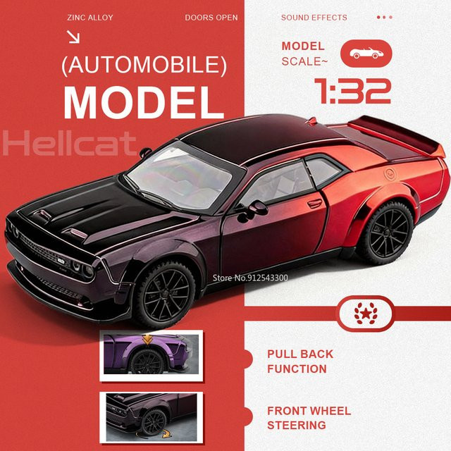 RMZ city Hellcat Automodell, Maßstab 1:32, mit öffnenden Türen, Sound und Licht, Rückziehfunktion, Stoßdämpfung - Bild 1