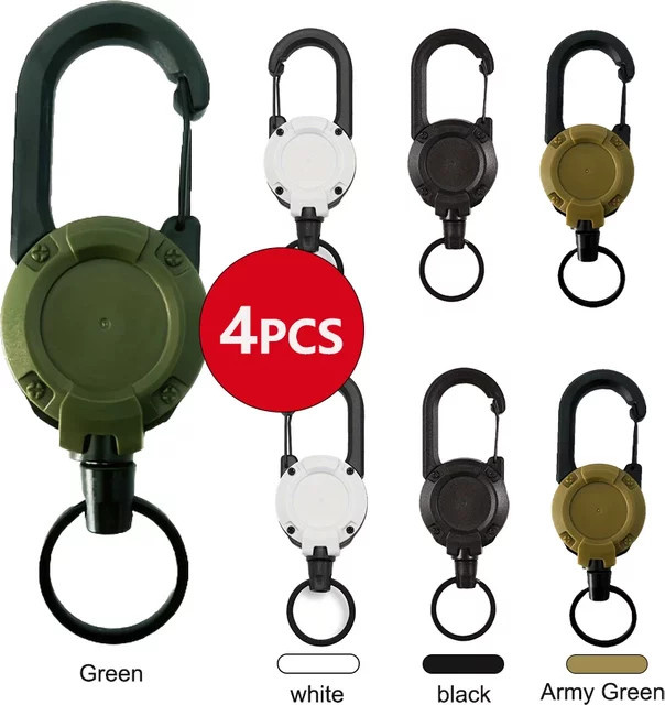 Robuste ausziehbare Schlüsselanhänger mit Karabiner und Clip-Halterung in Schwarz für Herren und Outdoor-Taschen - Bild 1