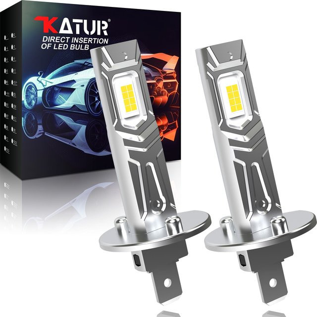KaTur H1 LED Scheinwerfer Set mit Canbus CSP Chips, 2 Stück, Weiß/Silber, 16000LM, Mini Design ohne Lüfter - Bild 1