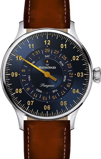 Meistersinger Einzeigeruhr Automatic, Edelstahl, Blau, Leder, Herren - Bild 1