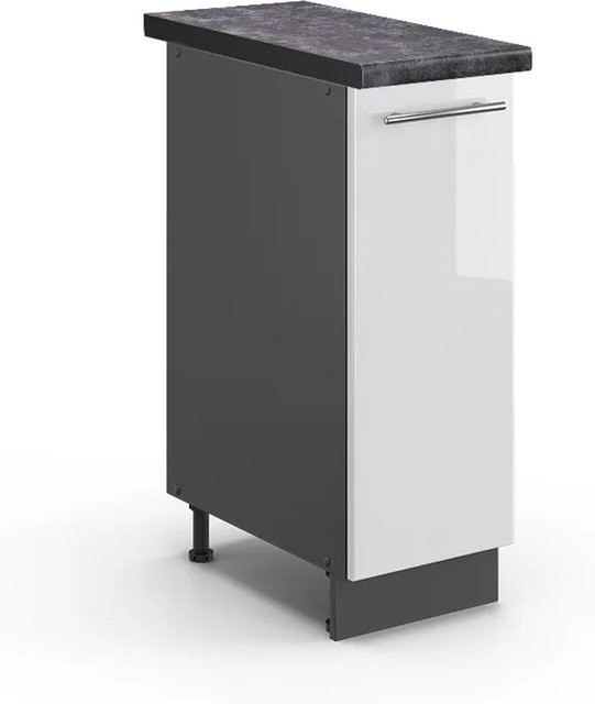 Vicco Apothekerschrank Fame-Line Weiß Hochglanz Anthrazit mit Soft-Close-Türen B: 30 cm, H: 82 cm, T: 20,53 cm - Bild 1