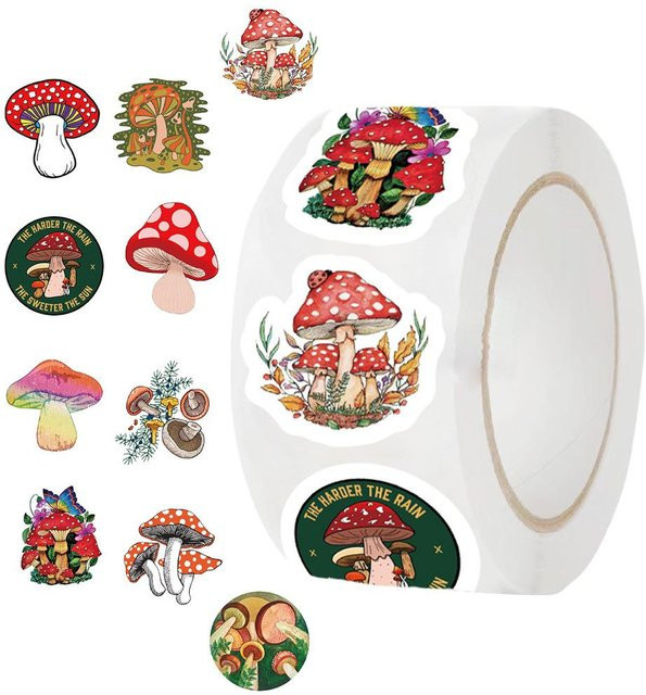 500 Stück Pilz Cartoon Graffiti Aufkleber wasserfest für Handy Laptop und Notizbuch in Multicolour von Binchi Outdoor Product - Bild 1