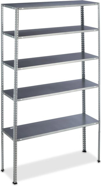 Relaxdays Schwerlastregal aus Stahl in Silber, Höhe: 185 cm, Breite: 100 cm, Tiefe: 30 cm - Bild 1