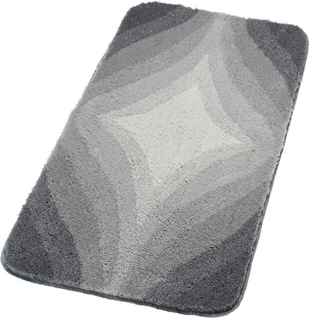 Kleine Wolke Badematte mit grafischem Design in Grau und Silber, rutschhemmend, 100% Polyacryl - Bild 1