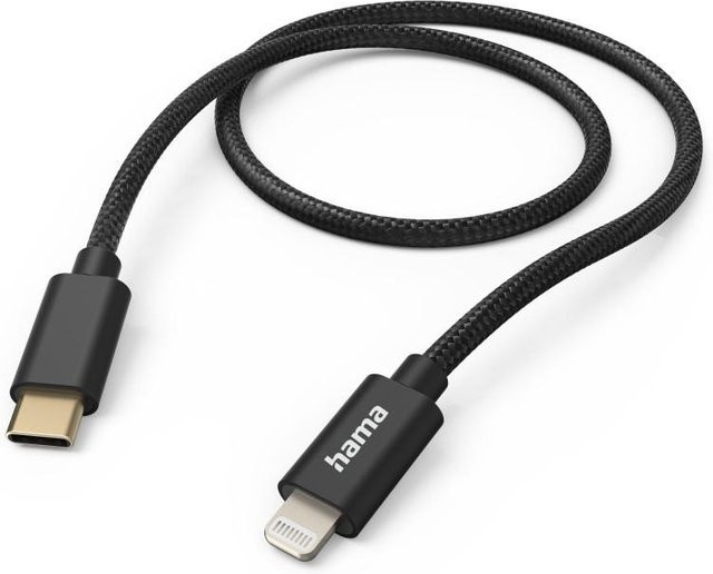 Hama Fabric Ladekabel USB-C auf Lightning in Schwarz, 1,5 m - Bild 1