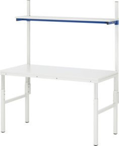 Rau Basistisch Etagenbord in Grau oder Weiß, höhenverstellbar, B/T/H: 120 x 90 x 65-100/204 cm - Bild 1