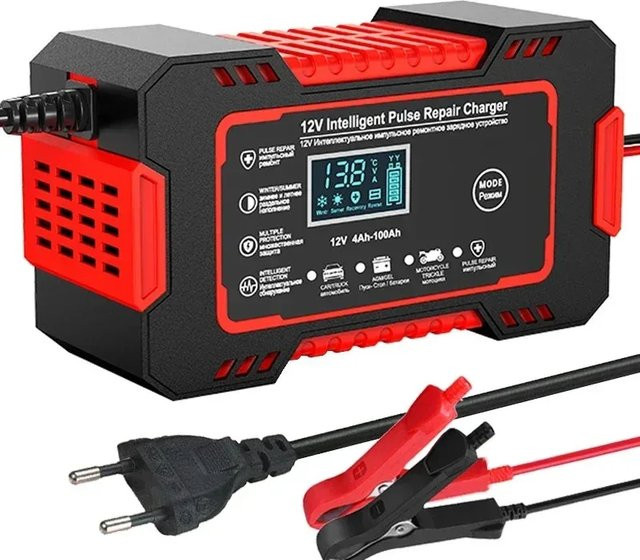 EAFC Auto Batterie Ladegerät 12V 6A mit Touchscreen und LCD Display in Rot-Schwarz - Bild 1