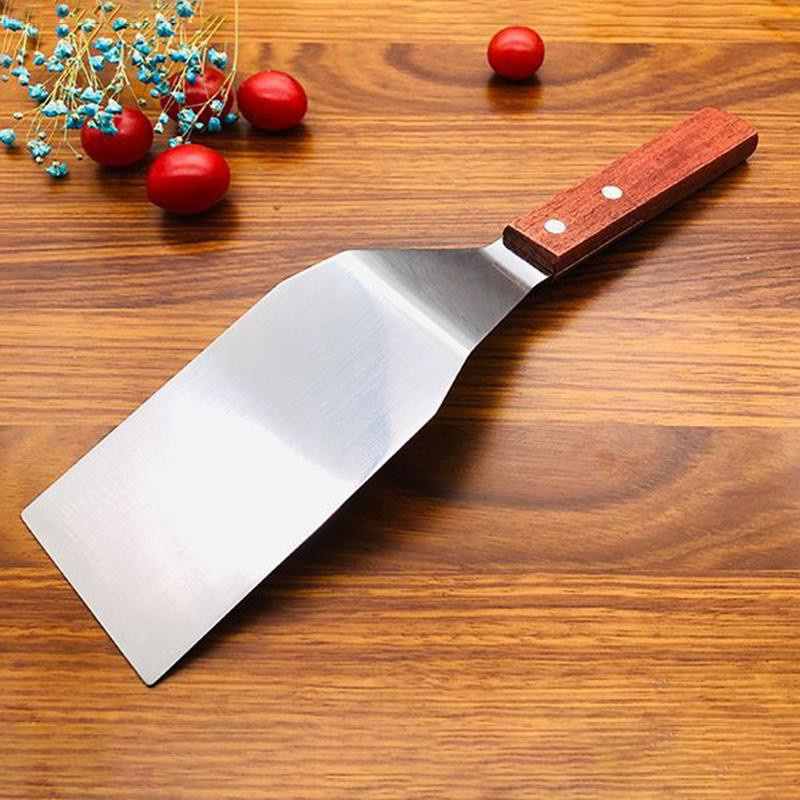NATAWA Grillutensilien Set aus Edelstahl mit Holzgriff in Silber, Quadratischer Kochspatel und Fleischwender für Steak und Grill - Bild 4