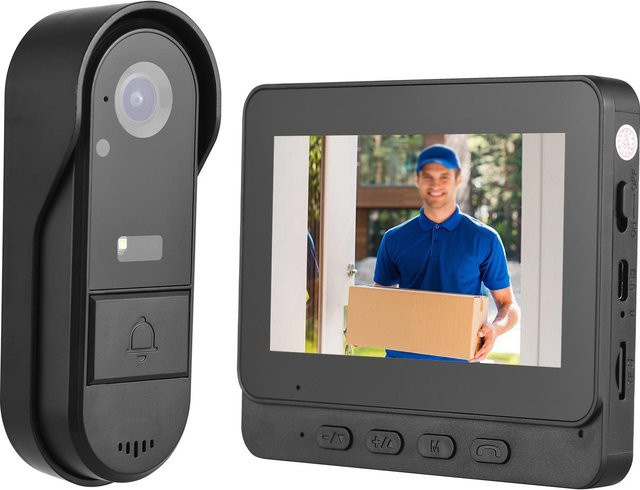 Neoglint Drahtlose Video-Türklingel mit 4,3 Inch IPS Bildschirm und Kamera, 1080P Full HD, IP65 wasserdicht, Schwarz - Bild 1