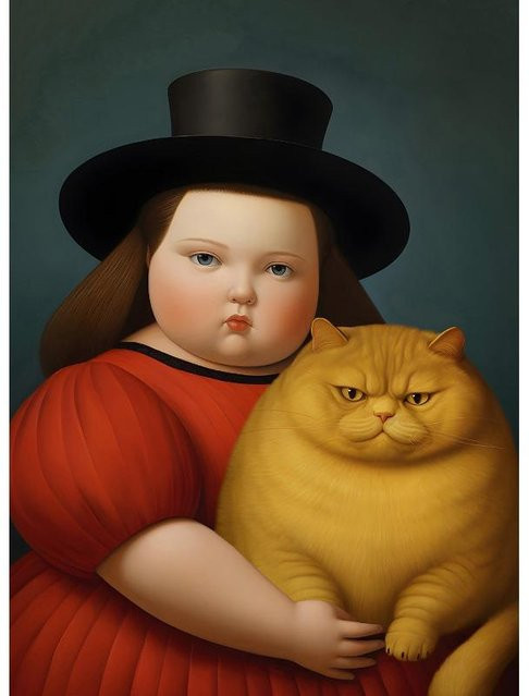Botero Klassische Ausstellung Kunstwerk Mädchen mit Katze und Die Musiker Abstraktes Poster als Leinwandmalerei für dein Heimdekor von Dream Chasing Art Museum, Breite: 21 cm, Höhe: 30 cm - Bild 1