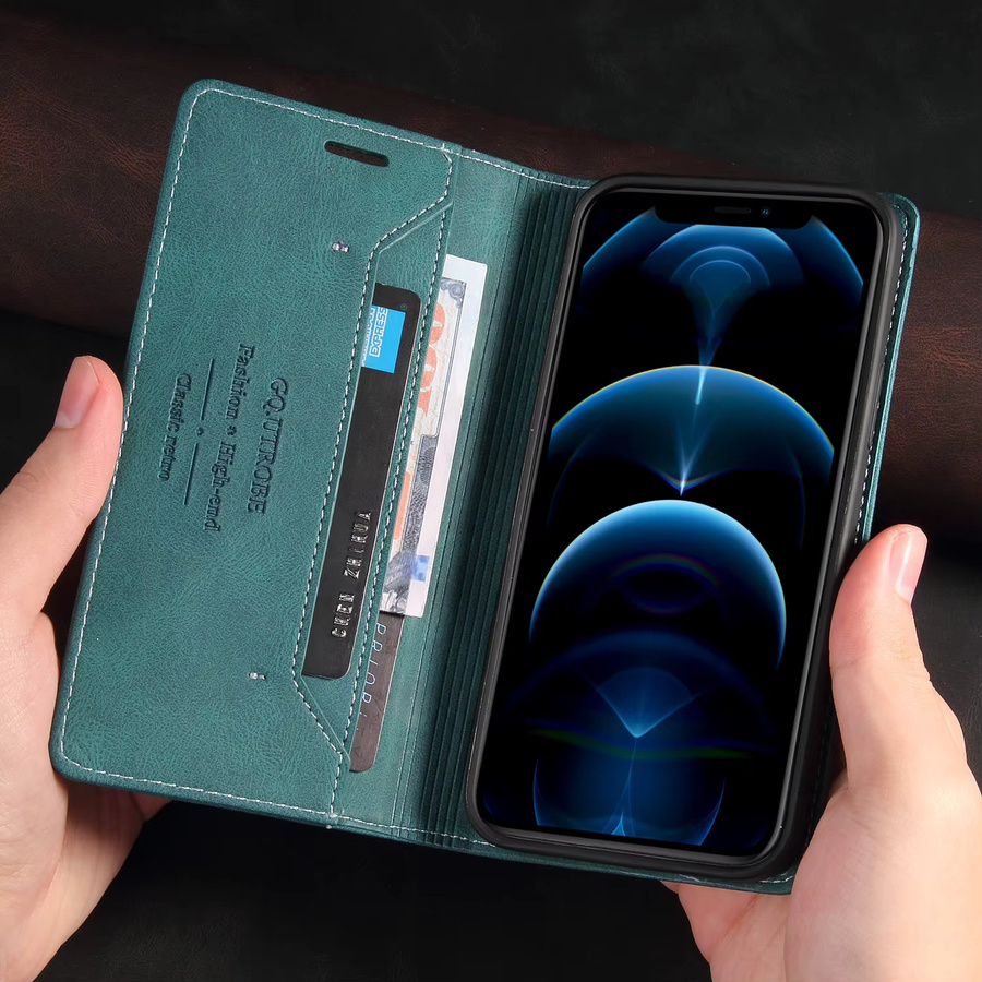Leder Flip Case für Huawei P20 P30 P40 Lite P Smart 2019 Y6P Y7A Magnetische Brieftasche mit Standfunktion in Schwarz - Bild 2