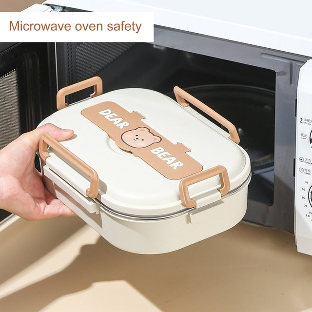 Isolierte Bento-Box aus 304 Edelstahl mit 4 Fächern in Silber - Bild 1