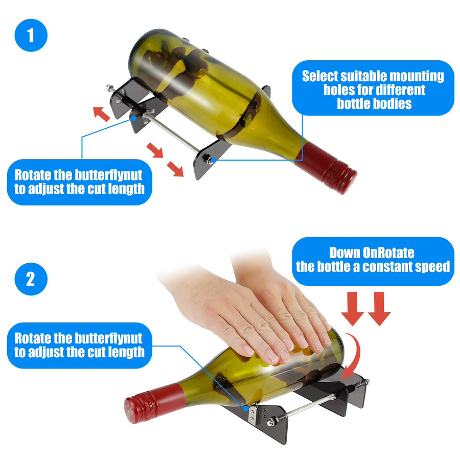 Hands DIY Glasflaschenschneider aus Edelstahl in Grau, verstellbare Flaschenschneidemaschine für Bier- und Weinflaschen zur Dekoration - Bild 2