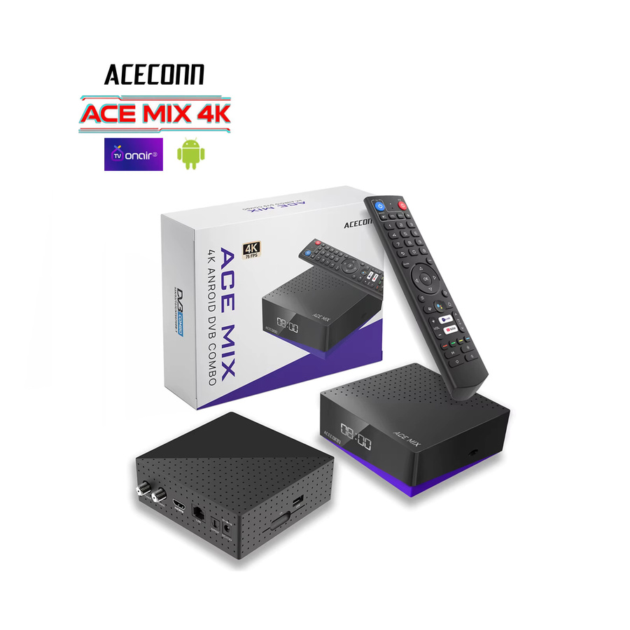 ACECONN ACEMIX Android 9 TV-Box mit 2GB RAM und 32GB Speicher, DVB-S2/T2/C Satellitenreceiver, Dual-WLAN und Bluetooth in Schwarz - Bild 2
