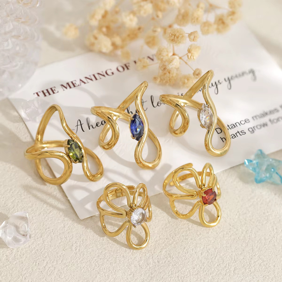 WILD & FREE Ringe, 18 Karat vergoldeter Edelstahl, Zirkonia, Kristall, Damen - Bild 2