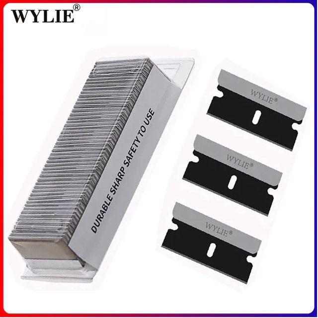 WYLIE WL-009 Single Edge Klingen Set, 100 Stück, Schwarz, Reparaturwerkzeug zum Schaben und Hebeln von Telefonrahmen und Glasabdeckungen - Bild 1