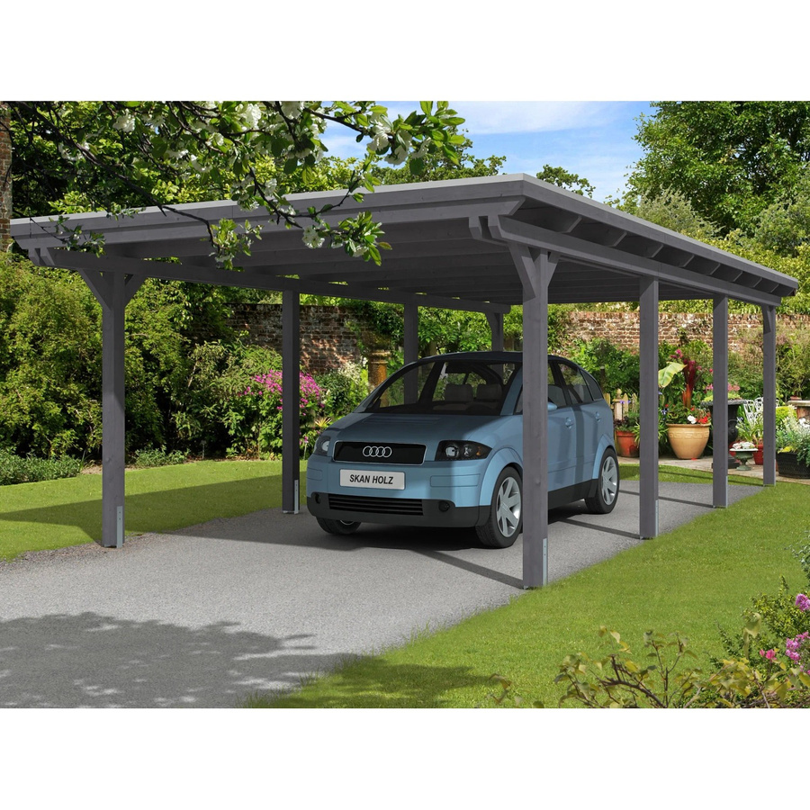 Skan Holz Carport Emsland farbbehandelt Schiefergrau B/T: 404 x 846 cm, Höhe: 242 cm - Bild 2