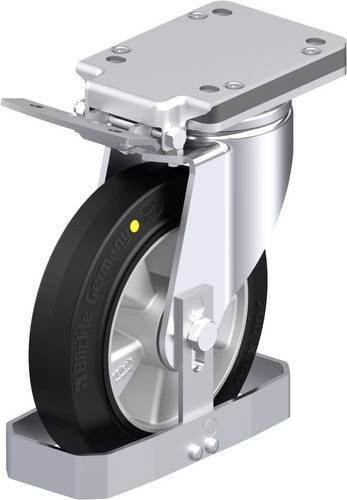 Blickle Stahlblech-Lenkrolle LH-ALEV 200K-IS-EL-FS in Schwarz und Grau mit 200 mm Rad-Durchmesser und 500 kg Tragfähigkeit - Bild 1