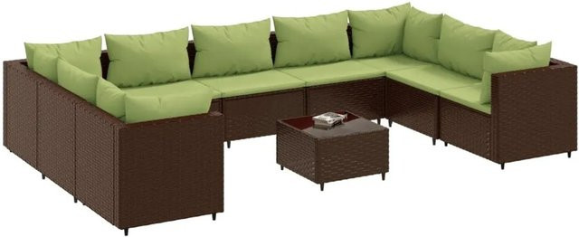 vidaXL 10-tlg. Garten-Lounge-Set aus braunem PE-Rattan mit Kissen und pulverbeschichtetem Stahlgestell - Bild 1
