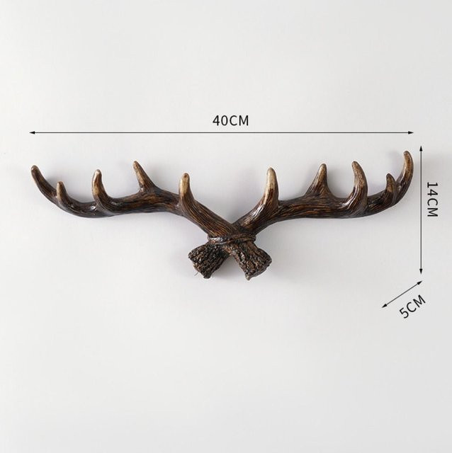 Zhongrong Hirschgeweih Wandhaken im Vintage-Stil als dekorativer Schlüsselhalter und Mantelhalter in Braun und Beige - Bild 1