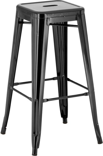 DELUKE Barhocker DOLAN Barstuhl aus Metall in Schwarz, B/T/H: 43 x 43 x 76 cm - Bild 1