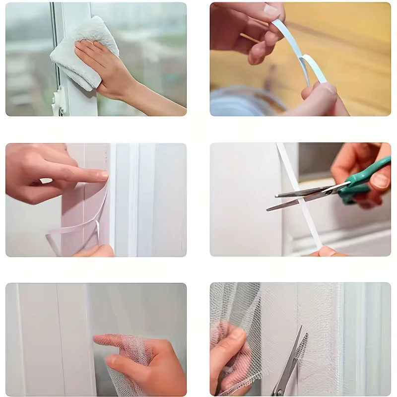 YITAPE 3-teiliges DIY Fenstergitter Moskitonetz Insektenschutz mit Selbstklebestreifen als unsichtbarer Fenstervorhang in Schwarz oder Weiß - Bild 5