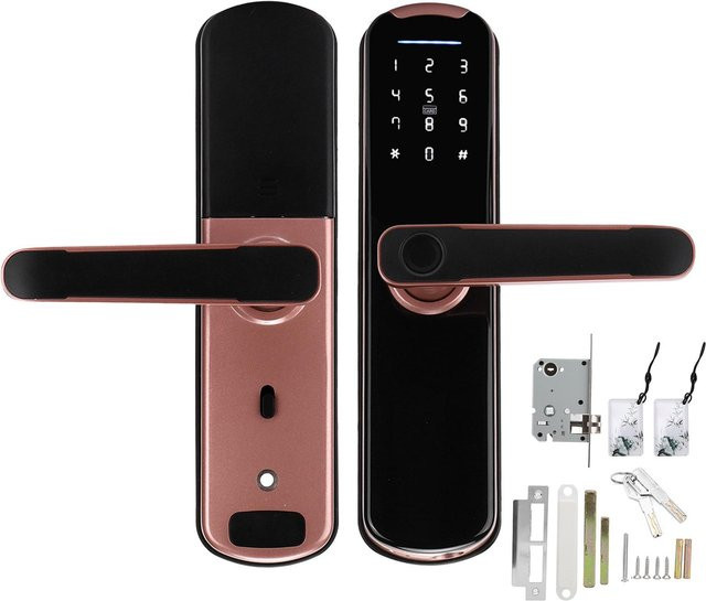 TUYA Digitale Türschlosskarte IC Karte für Anti-Diebstahl Fingerabdruck und Passwort in Schwarz und Rose Gold - Bild 1