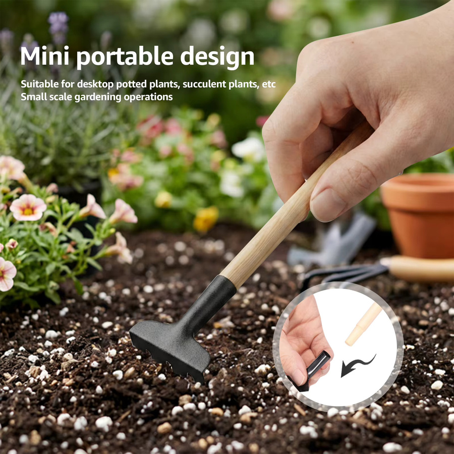 Toorise 3-teiliges Sukkulenten-Werkzeugset für Mini-Gartenarbeit und Bonsai in Braun - Bild 4