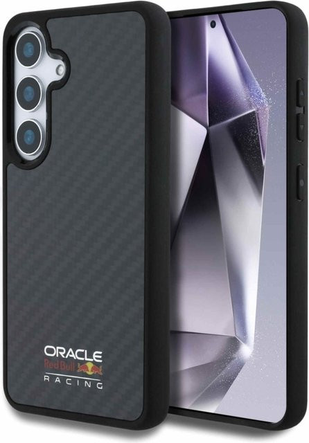 RedBull MagSafe Hülle für Samsung Galaxy S25 aus Real Carbon Fiber in Schwarz mit Shiny Logo - Bild 1