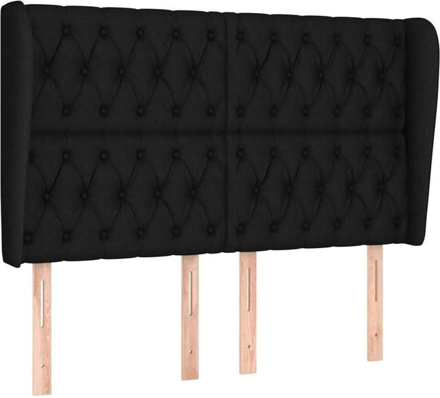 vidaXL Kopfteil mit Ohren in Schwarz aus Stoff, B/T/H: 163 x 23 x 118 cm - Bild 1