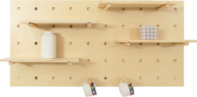 Wandpaneel MCW-P24 Wandregal Steckboard Lochplatte mit 4 Ebenen in Beige, B/H: 100 x 50 cm - Bild 1