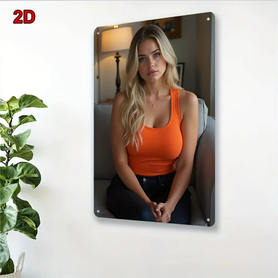 CIFBUY Retro Metall-Wandkunst Vintage Orange Lady Wanddekoration, Breite: 20,32 cm, Höhe: 30,48 cm - Bild 2