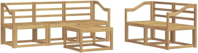 vidaXL Outdoor-Sofagarnitur 6-teilig aus Akazienholz in Weiß, B/T/H: 59 x 59 x 37 cm - Bild 1