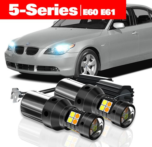 LECIBUBI LED Dual Modus Blinker und Tagfahrlicht DRL Set für BMW 5-Serie E60 E61 in Schwarz, 2 Stück - Bild 1
