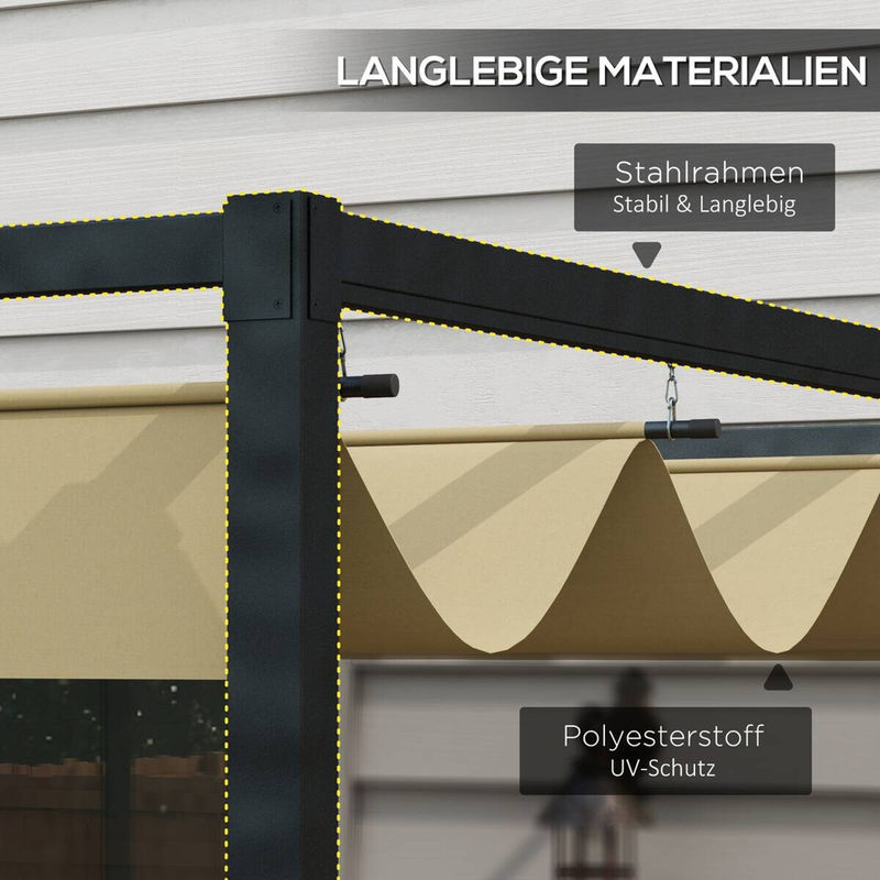 Outsunny Pergola aus Polyester und Stahl in Beige, B/H/L: 213 x 221 x 298 cm - Bild 3