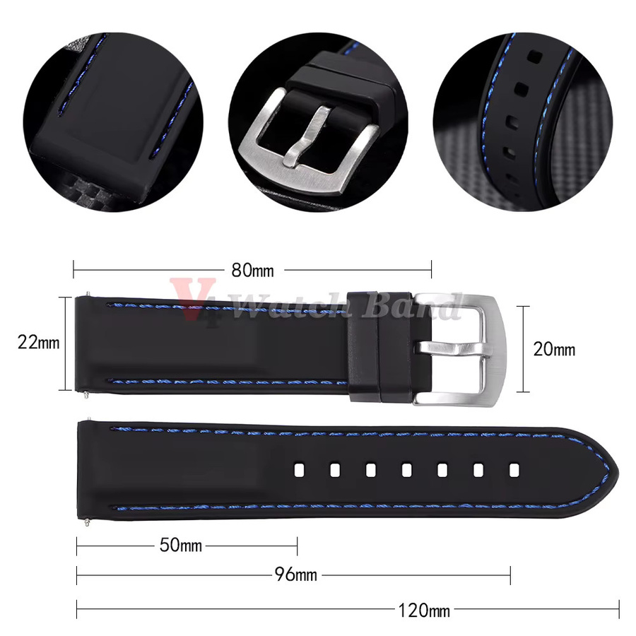 nxalp Uhrenarmband Silikon, Schwarz, Unisex - Bild 3