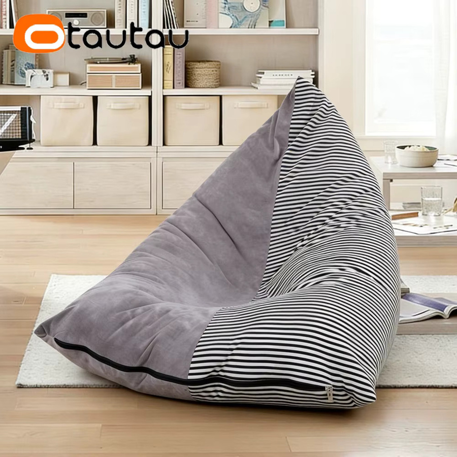 OTAUTAU Sitzsack-Bezug aus weichem Milchvelours in Grau, Loungesessel-Bezug und Aufbewahrungs-Pouf DD245 - Bild 5