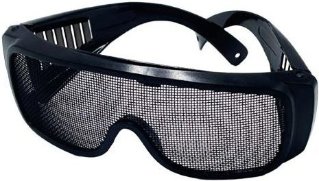 Stoßfeste Sicherheitsbrille aus Metall mit leichtem Netz-Linsenschutz in Grau - Bild 1
