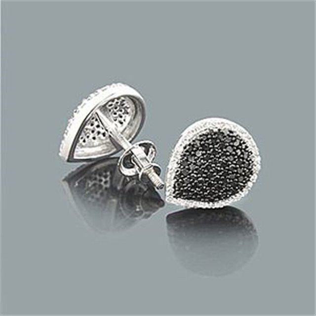 YoYo Ohrstecker, Silberfarben, Schwarze Synthetische Zirkonia, Unisex - Bild 1