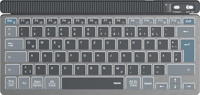 Hama Multi-Device-Tastatur WK-700 Kabellos mit Bluetooth und USB-A, Beleuchtet, QWERTZ DE, Schwarz - Bild 2