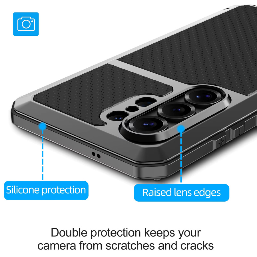 Shellbox All-Inclusive Schutzhülle mit Metallpanzerung für Samsung Galaxy S26 Ultra, S25, S23, S22 und S21 in Schwarz - Bild 3