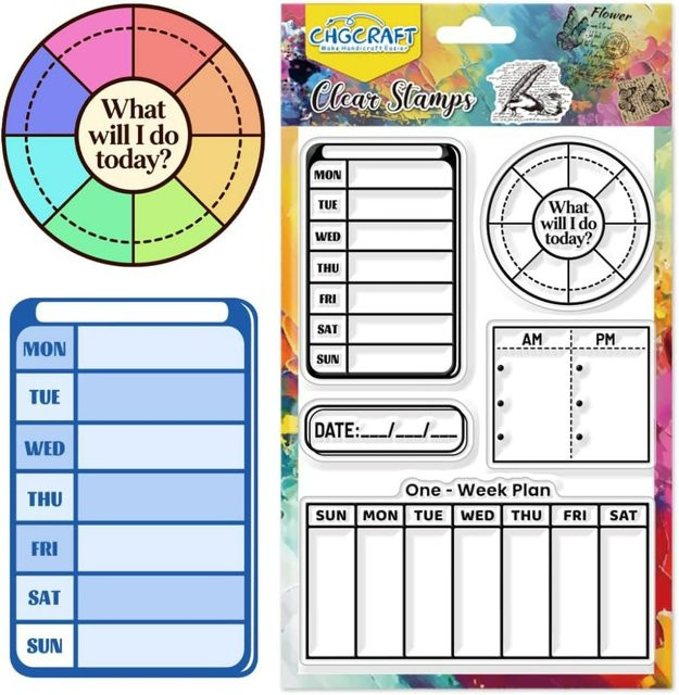 Transparenter Wochenplan Stempel für DIY Scrapbooking und Fotoalben in Klar - Bild 1