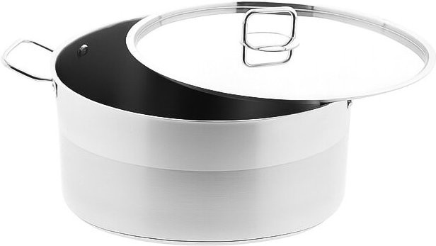 Almina Vitalia XXL Edelstahl-Kochtopf mit Glasdeckel, Silber, Induktionsgeeignet - Bild 1