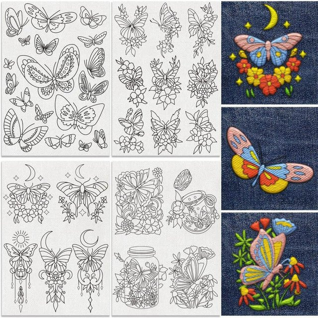 Wasserlösliches selbstklebendes 4-Blatt-Schmetterlings-Stickstabilisator Papier in Weiß für Transferdesigns - Bild 1